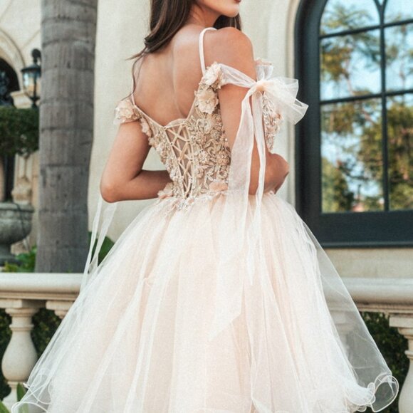 NEW SHORT OFF SHOULDER MINI HOMECOMING DRESS W/ SWEETHEART NECKLINE GL GS3513 - Picture 5 of 10